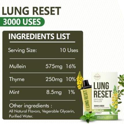 Lung Detox Rechargeable Mullein Diffuser Pen | Natural Mullein Leaf | Lung Health & Detox | Herbal Mullein Diffuser Pen 3000 Uses