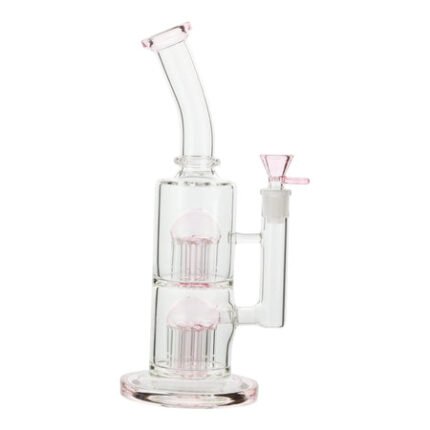 Pink Colored Double Barrel Bong - 12in